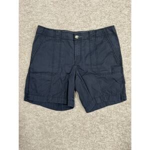 Eddie Bauer Woman's Flat Front Navy Shorts Size 12 Cotton Stretch Blend